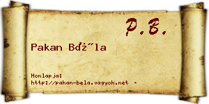 Pakan Béla névjegykártya